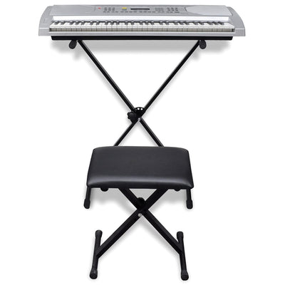 61-Key Electric Keyboard + Adjustable Keyboard Stand and Stool Set
