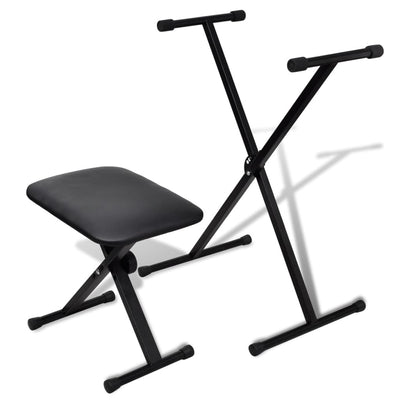 61-Key Electric Keyboard + Adjustable Keyboard Stand and Stool Set