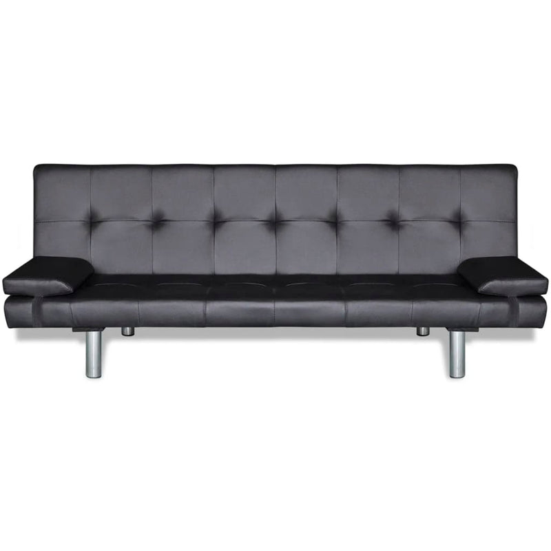 vidaXL Sofa Bed with Two Pillows Artificial Leather Adjustable Black