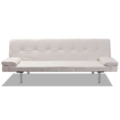 vidaXL Sofa Bed with Two Pillows Artificial Leather Adjustable Cream White