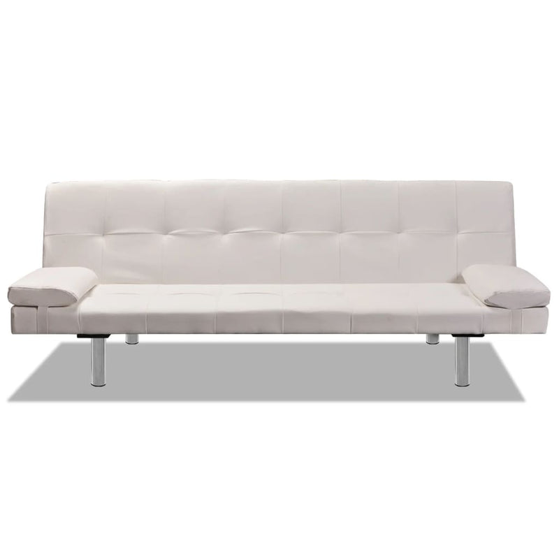 vidaXL Sofa Bed with Two Pillows Artificial Leather Adjustable Cream White