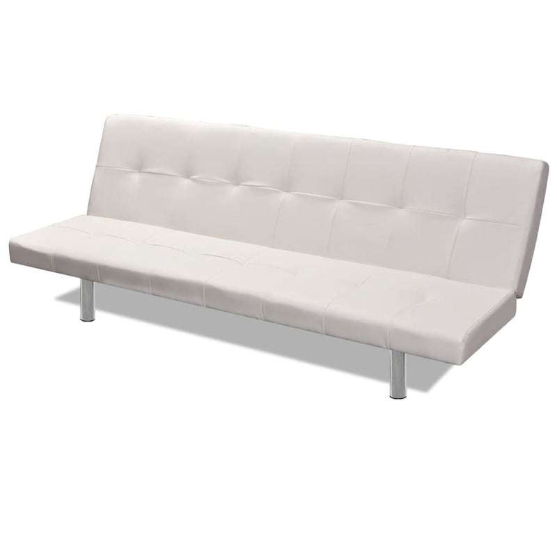 vidaXL Sofa Bed with Two Pillows Artificial Leather Adjustable Cream White