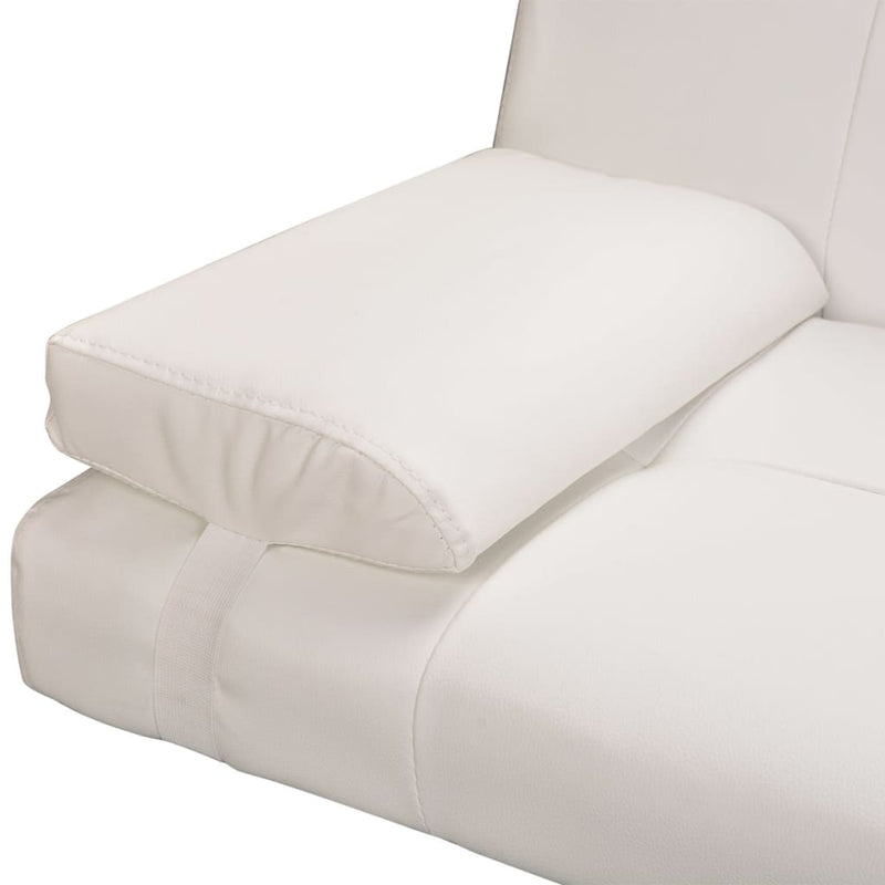 vidaXL Sofa Bed with Two Pillows Artificial Leather Adjustable Cream White