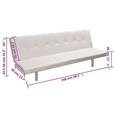 vidaXL Sofa Bed with Two Pillows Artificial Leather Adjustable Cream White