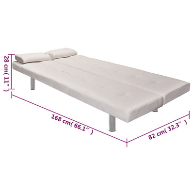 vidaXL Sofa Bed with Two Pillows Artificial Leather Adjustable Cream White
