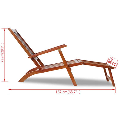 vidaXL Outdoor Deck Chair with Footrest Solid Acacia Wood