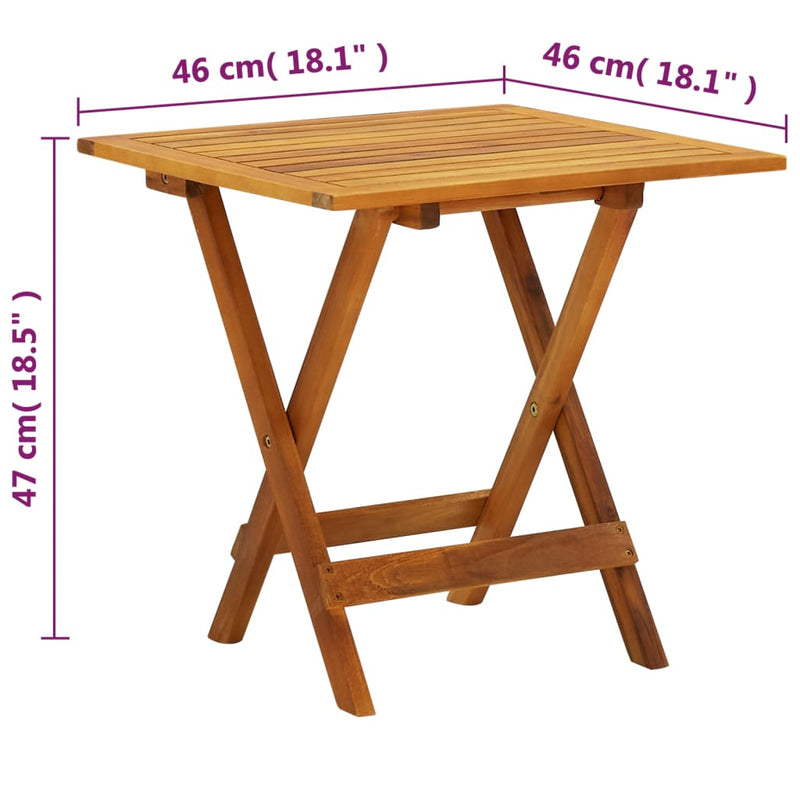 vidaXL Bistro Table White 46x46x47 cm Solid Acacia Wood