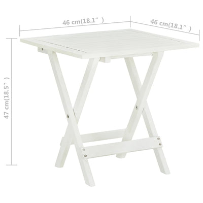 vidaXL Bistro Table White 46x46x47 cm Solid Acacia Wood