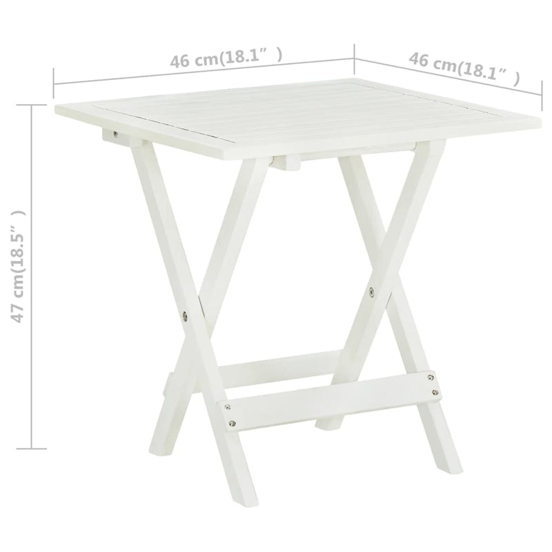 vidaXL Bistro Table White 46x46x47 cm Solid Acacia Wood