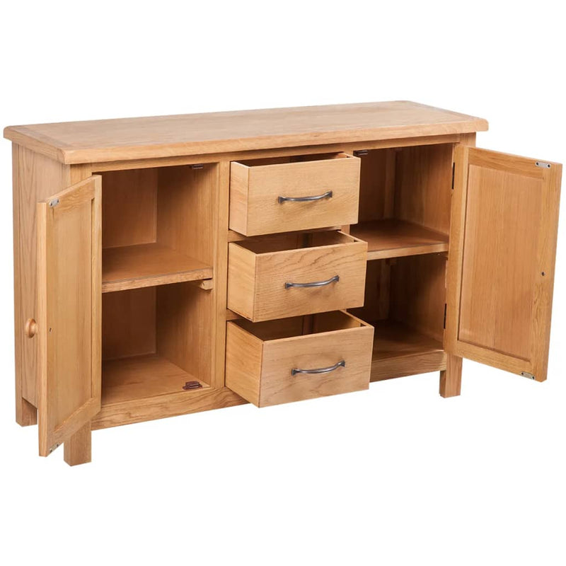 vidaXL Sideboard with 3 Drawers 110x33.5x70 cm Solid Oak Wood