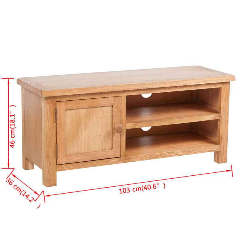 vidaXL TV Cabinet 103 x 36 x 46 cm Solid Oak Wood