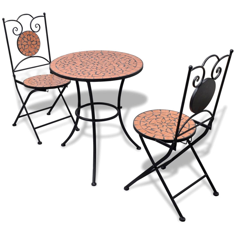 vidaXL 3 Piece Bistro Set Ceramic Tile Black and White