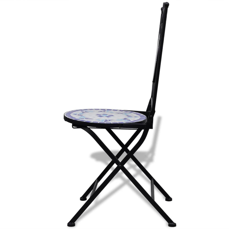 vidaXL 3 Piece Bistro Set Ceramic Tile Black and White