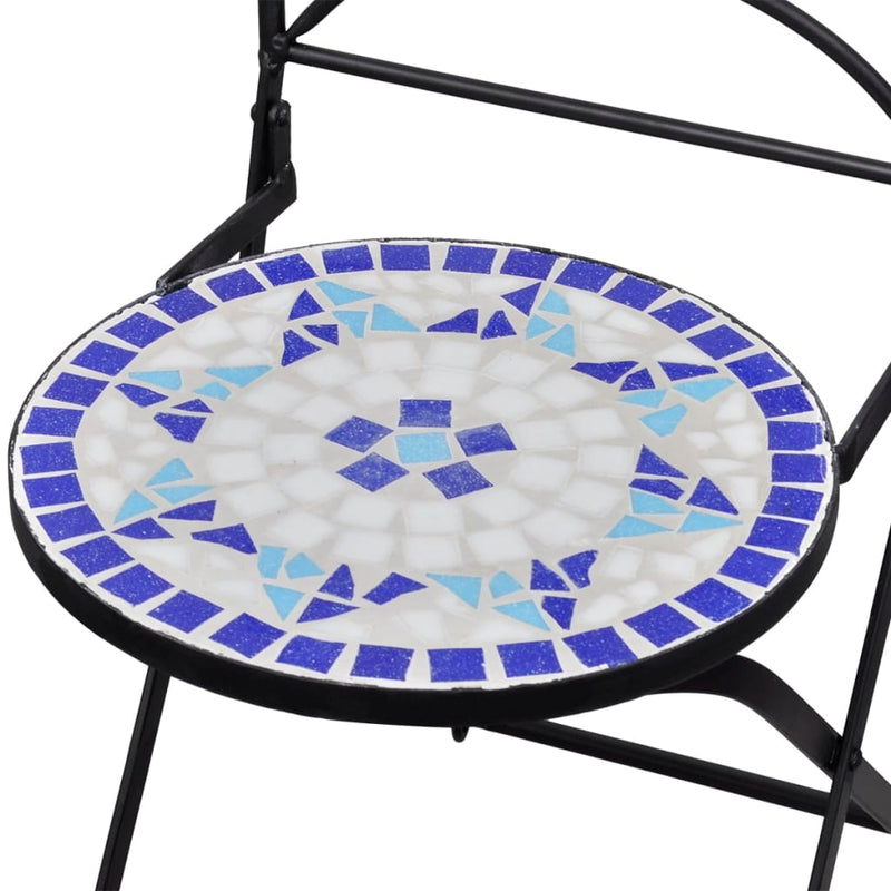 vidaXL 3 Piece Bistro Set Ceramic Tile Black and White