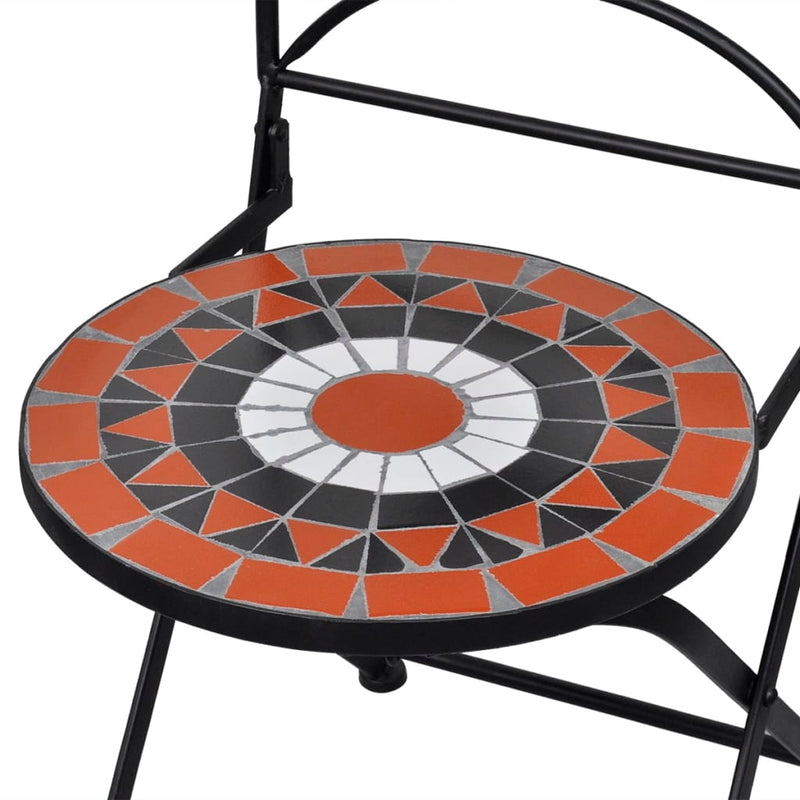 vidaXL 3 Piece Bistro Set Ceramic Tile Black and White