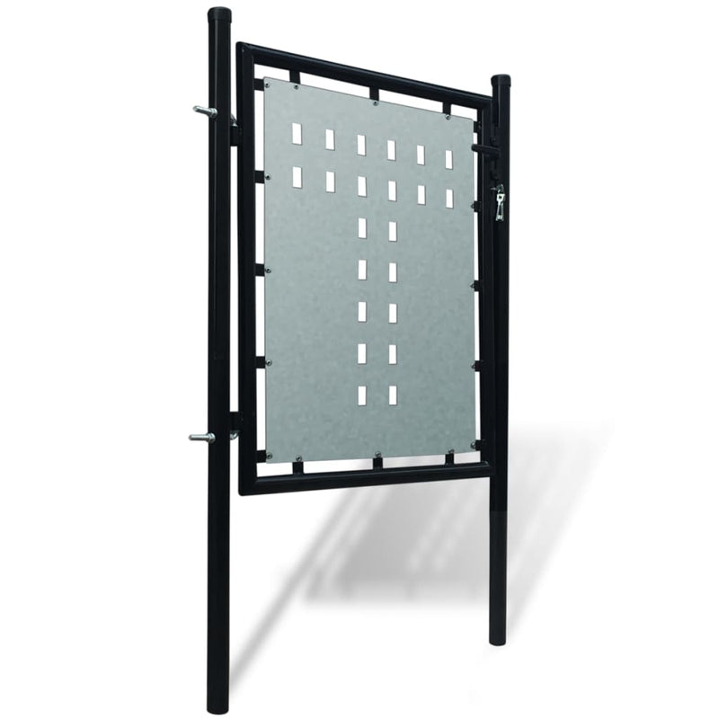 vidaXL Black Single Door Fence Gate 100 x 125 cm