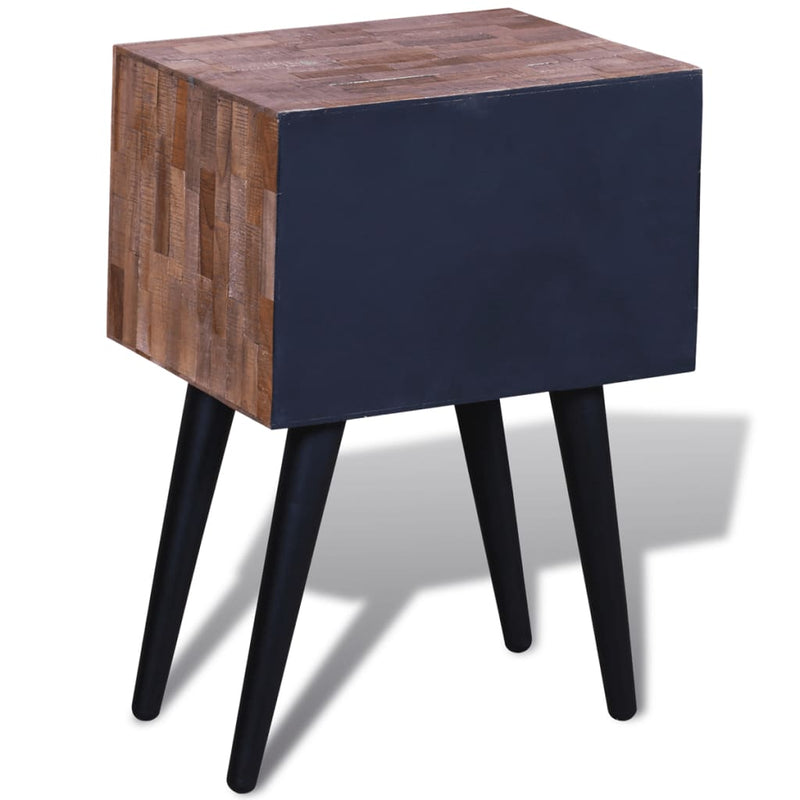 vidaXL Nightstand with 2 Drawers Reclaimed Teak Wood