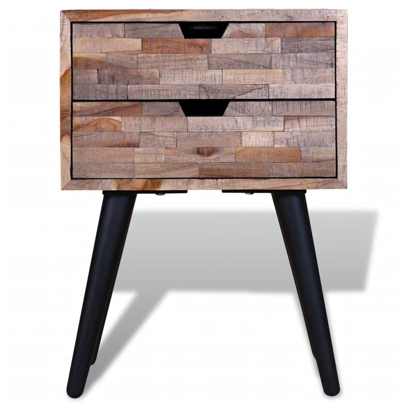 vidaXL Nightstand with 2 Drawers Reclaimed Teak Wood