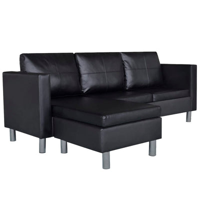 vidaXL Sectional Sofa 3-Seater Artificial Leather Black