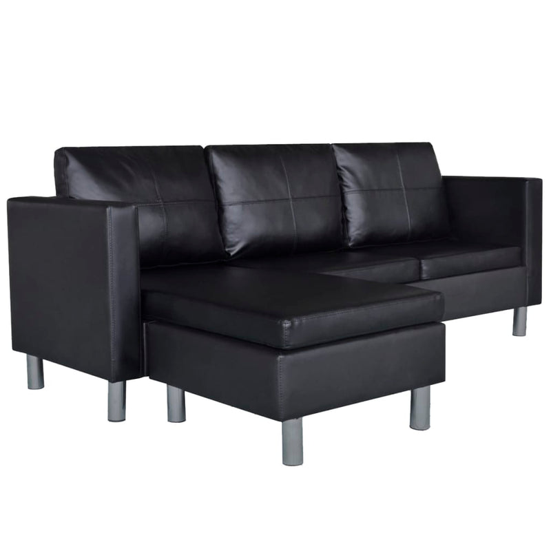vidaXL Sectional Sofa 3-Seater Artificial Leather Black