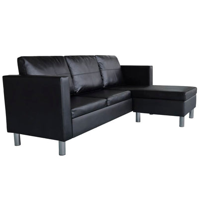 vidaXL Sectional Sofa 3-Seater Artificial Leather Black