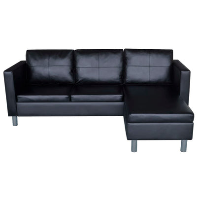 vidaXL Sectional Sofa 3-Seater Artificial Leather Black