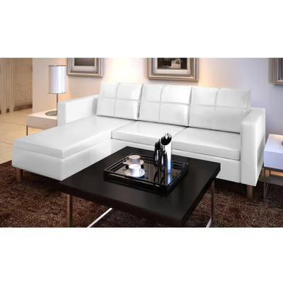 vidaXL Sectional Sofa 3-Seater Artificial Leather Black