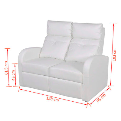 vidaXL Recliner 2-seat Artificial Leather White