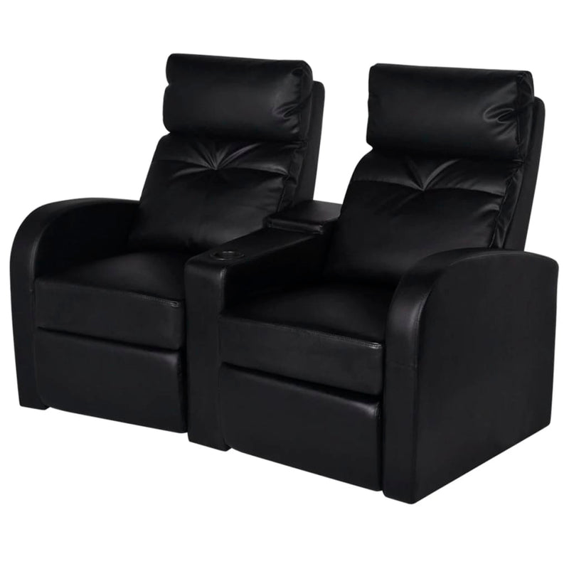 vidaXL Recliner 2-seat Artificial Leather Black