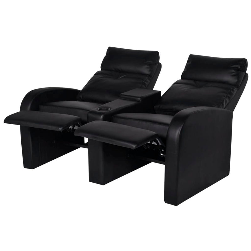 vidaXL Recliner 2-seat Artificial Leather Black
