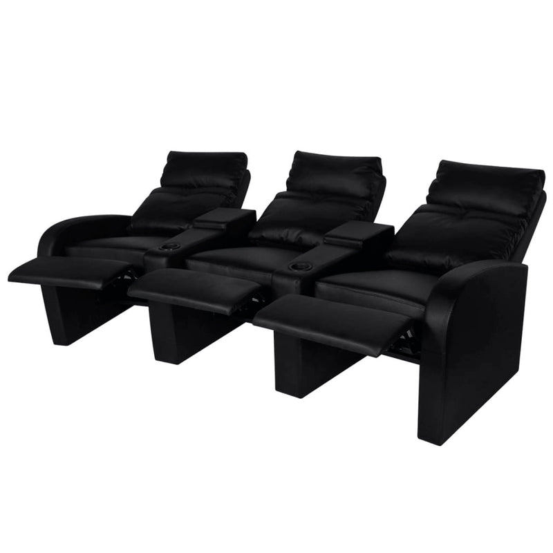 vidaXL Recliner 3-seat Artificial Leather Black