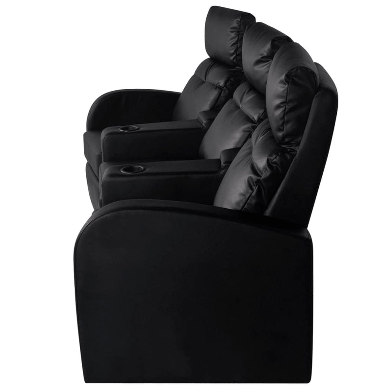 vidaXL Recliner 3-seat Artificial Leather Black