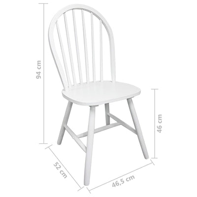 vidaXL Dining Chairs 2 pcs White Solid Rubber Wood