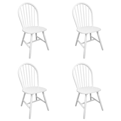 vidaXL Dining Chairs 4 pcs White Solid Rubber Wood