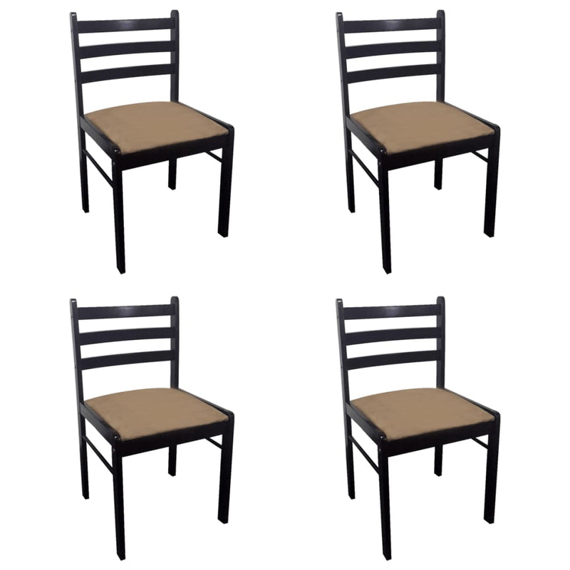 vidaXL Dining Chairs 4 pcs Brown Solid Rubber Wood and Velvet