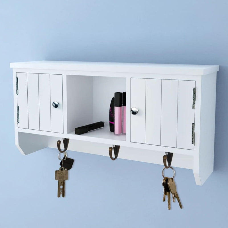 vidaXL Wall Cabinet for Keys and Jewellery with Doors and Hooks
