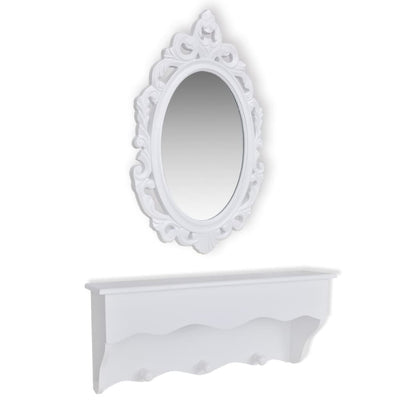 vidaXL Wall Shelf Set for Keys and Jewelery with Mirror and Hooks