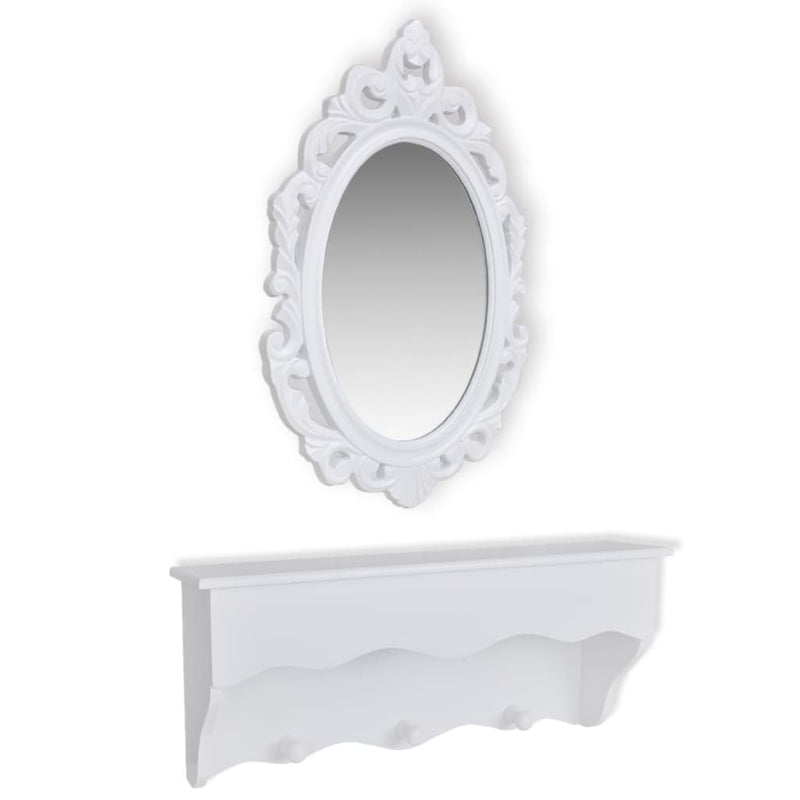 vidaXL Wall Shelf Set for Keys and Jewelery with Mirror and Hooks