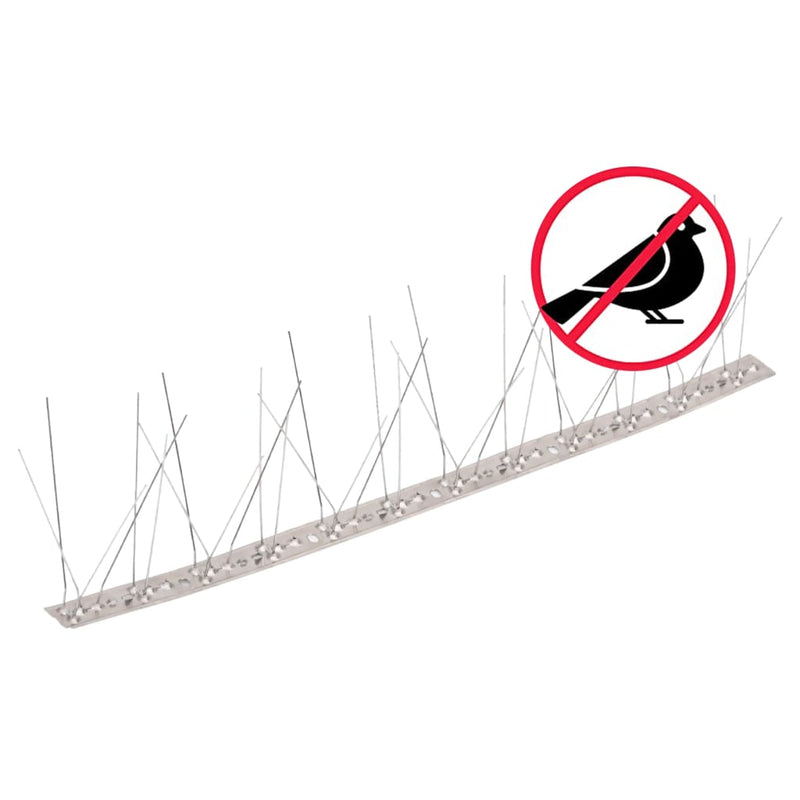 vidaXL 2-row Stainless Steel Bird & Pigeon Spikes Set of 6 3 m