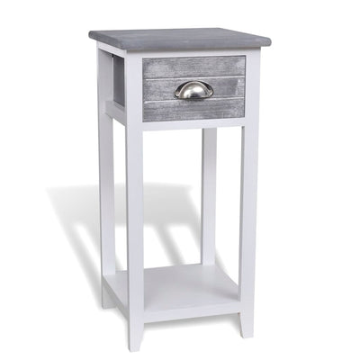 vidaXL Nightstand with 1 Drawer Brown and White
