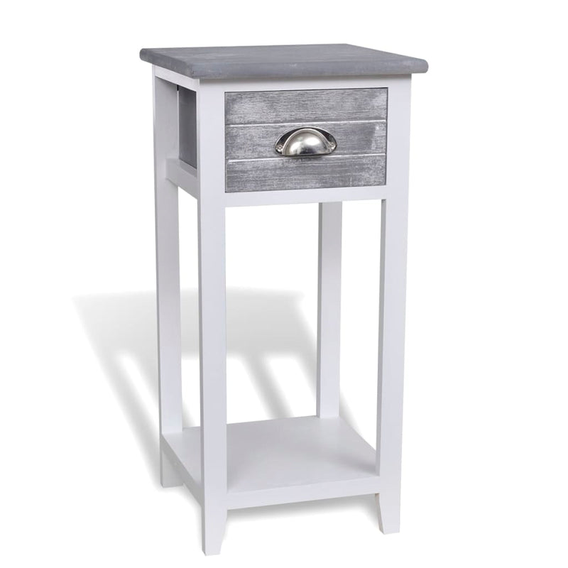 vidaXL Nightstand with 1 Drawer Brown and White