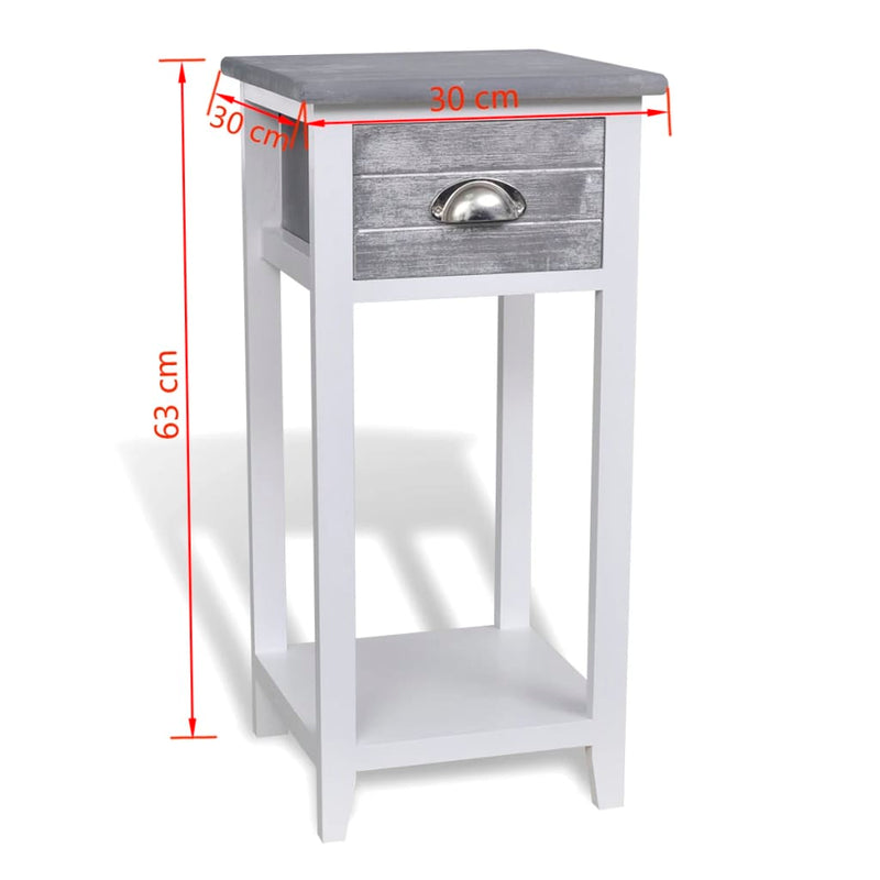vidaXL Nightstand with 1 Drawer Brown and White