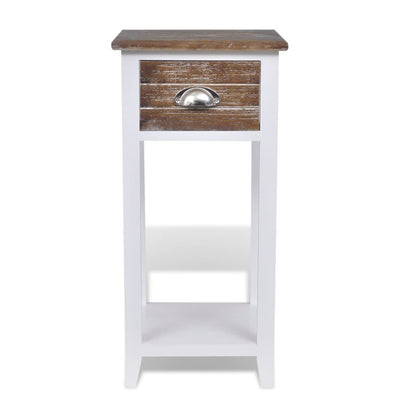vidaXL Nightstand with 1 Drawer Brown and White