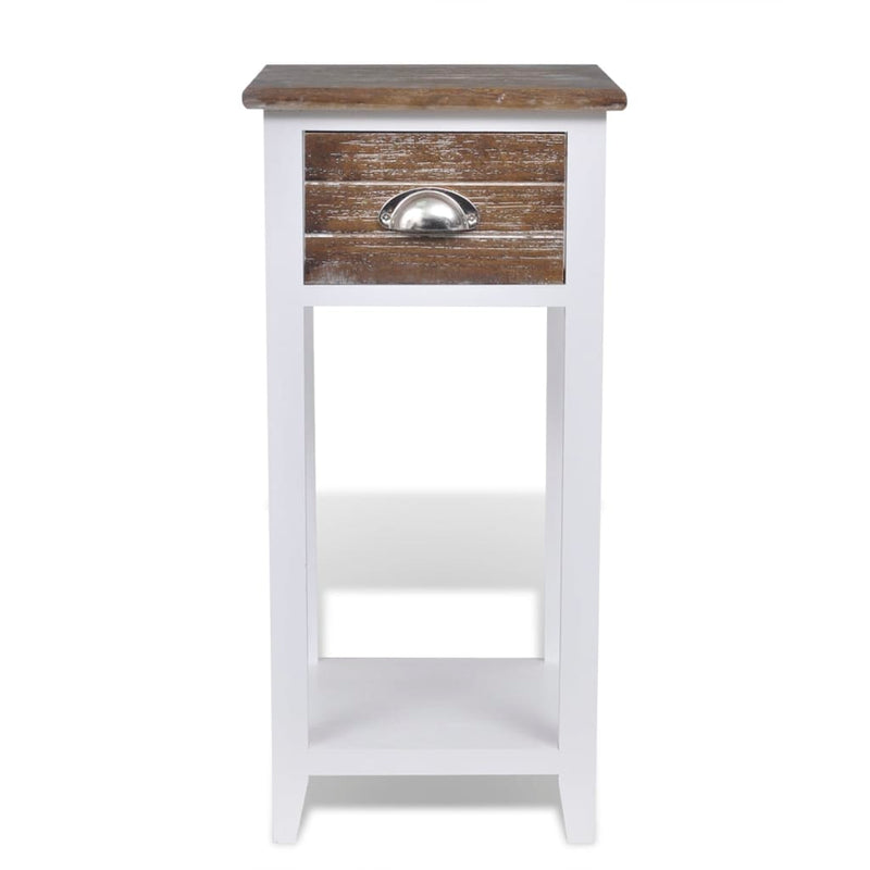 vidaXL Nightstand with 1 Drawer Brown and White