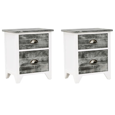 vidaXL Nightstand 2 pcs with 2 Drawers Brown and White