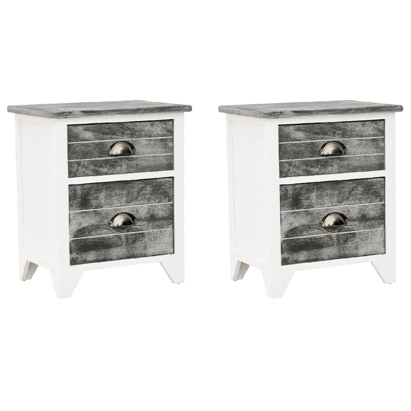vidaXL Nightstand 2 pcs with 2 Drawers Brown and White