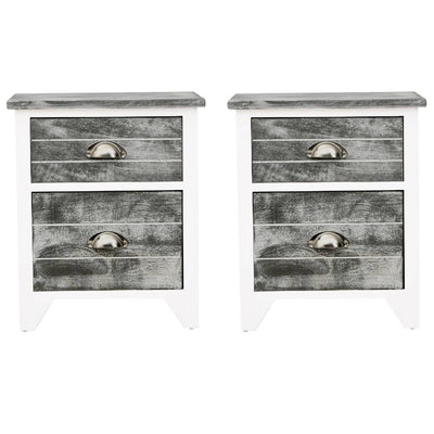 vidaXL Nightstand 2 pcs with 2 Drawers Brown and White