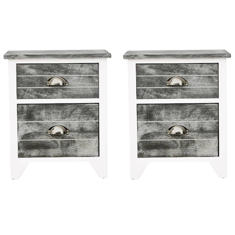 vidaXL Nightstand 2 pcs with 2 Drawers Brown and White