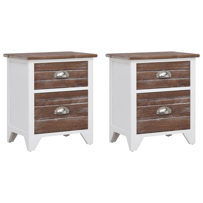 vidaXL Nightstand 2 pcs with 2 Drawers Brown and White