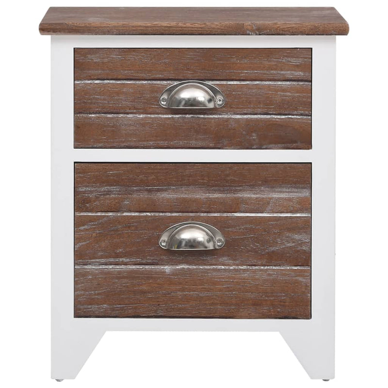 vidaXL Nightstand 2 pcs with 2 Drawers Brown and White